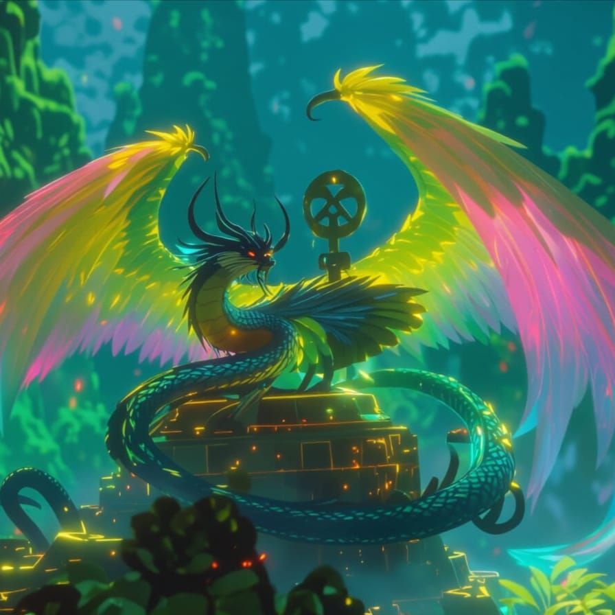 Divine Coatl: Hyperdetailed Dark Fantasy Art