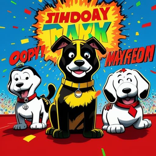 Scooby Doo and Snoopy in Pop Art Red Carpet Battle