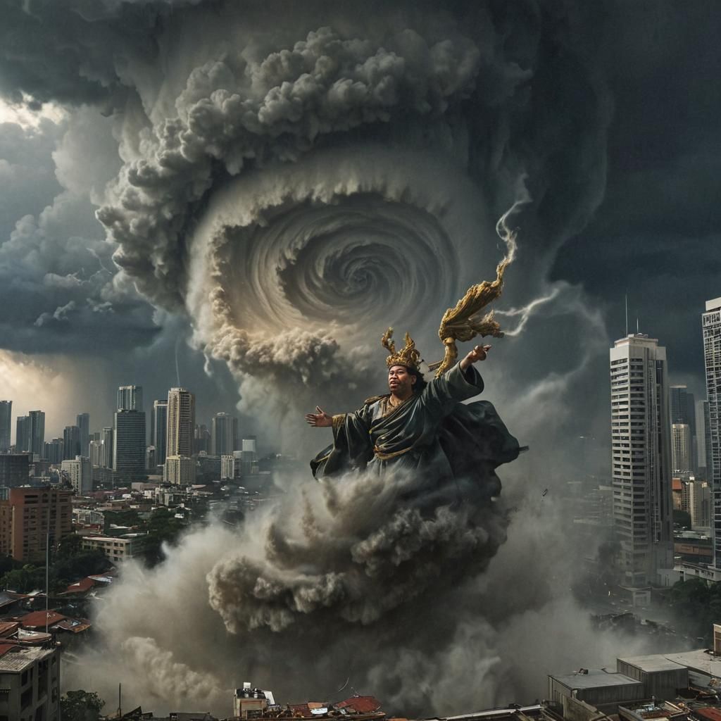 Buhawi, Deity of Storms, in Rembrandt Style