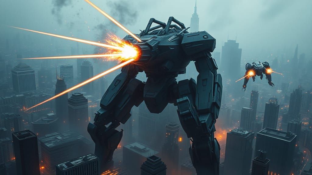 Robot Rampage in Dystopian Metropolis