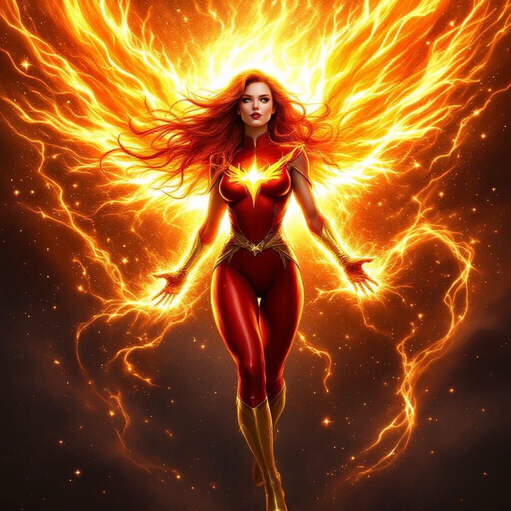 Epic Dark Phoenix Marvel Goddess in Cosmic Space