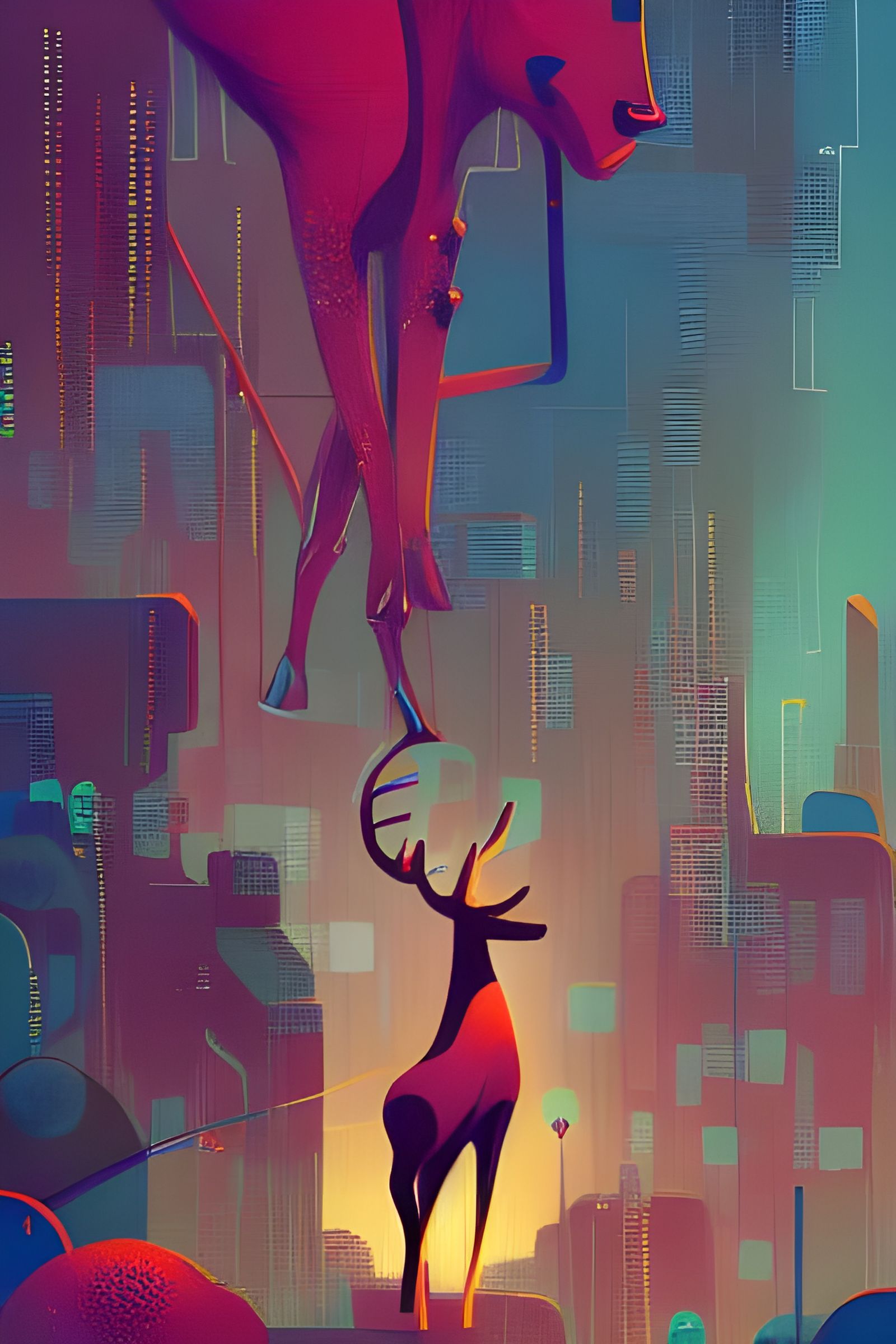 Deer Man in Business Suit Digital Illustration