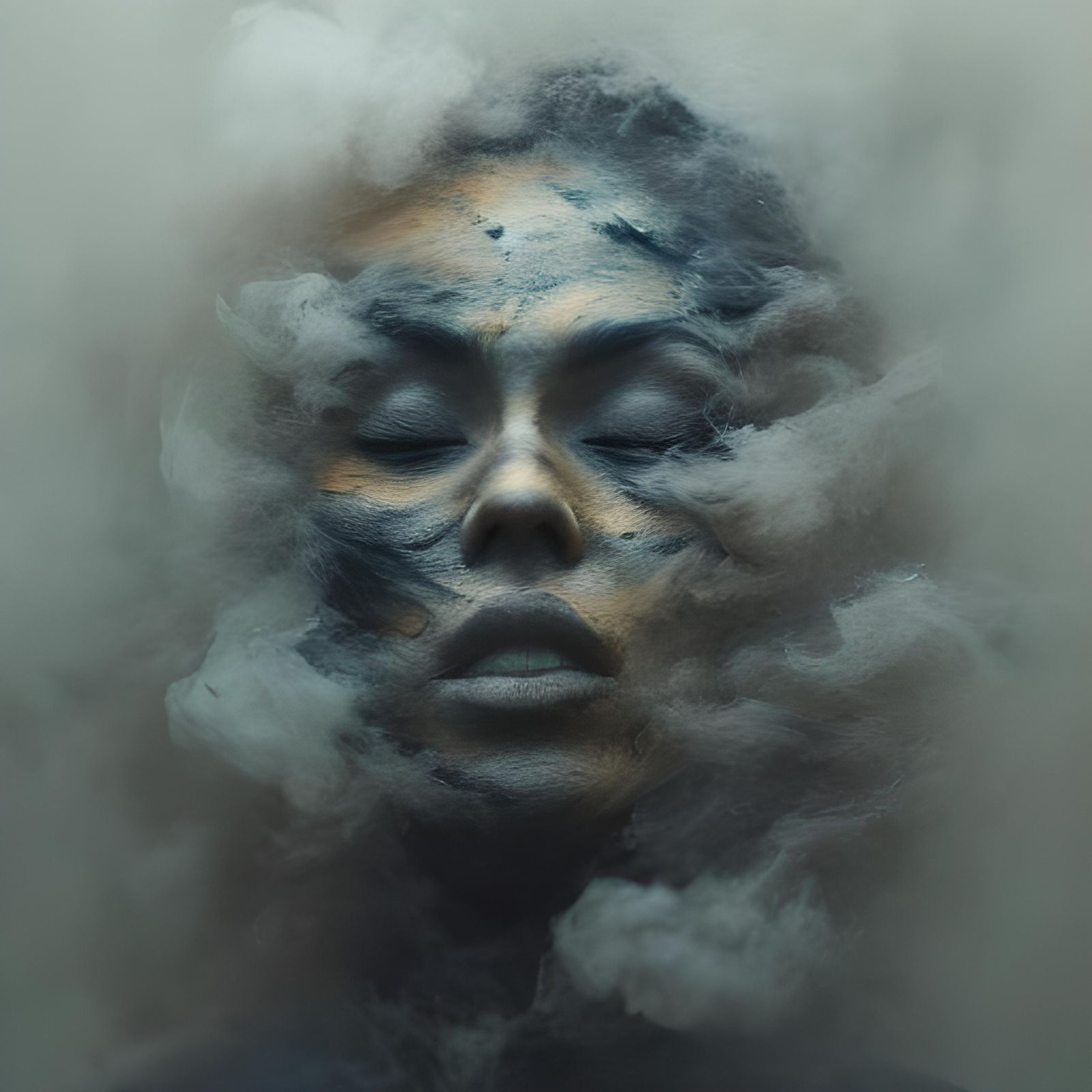 Abstract Expressionist Portrait Blending Into Darkness