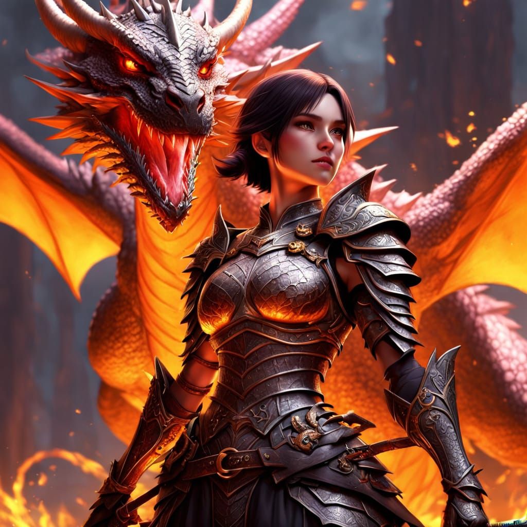 Female Dragon Slayer in Detailed Anime Style