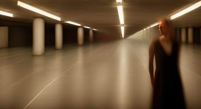 Surreal Motion Portrait in Parking Garage