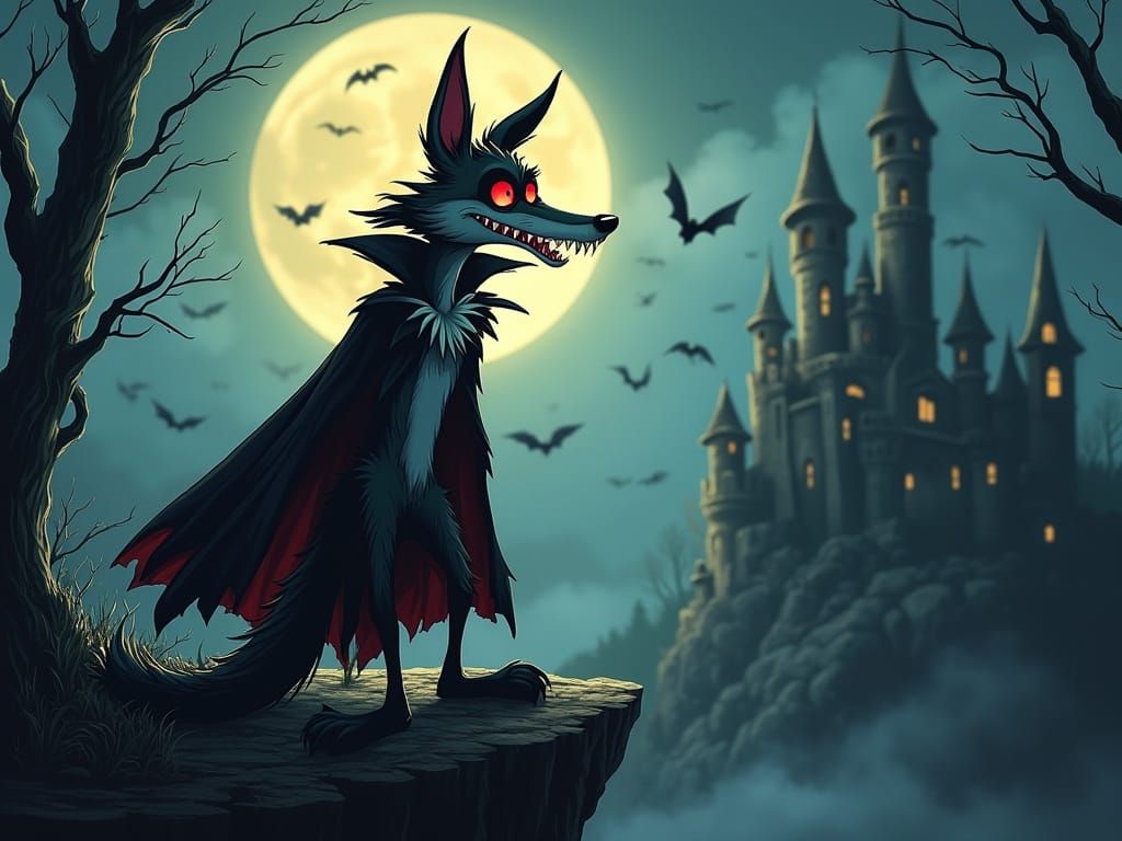 Wile E. Coyote reimagined as a gothic vampire