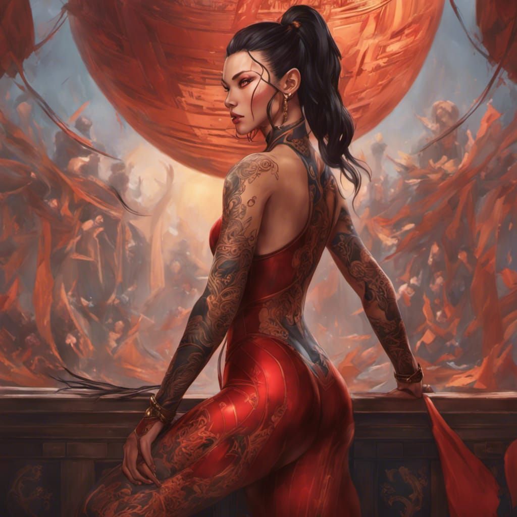 Tattooed Avatar Azula in Detailed Digital Render