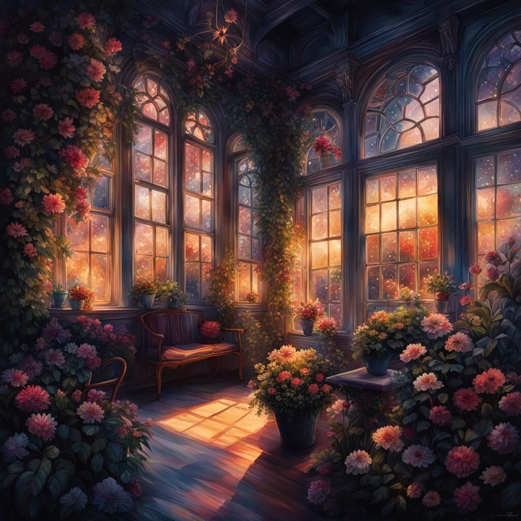 Digital Watercolor Illustration with Contrasting Light