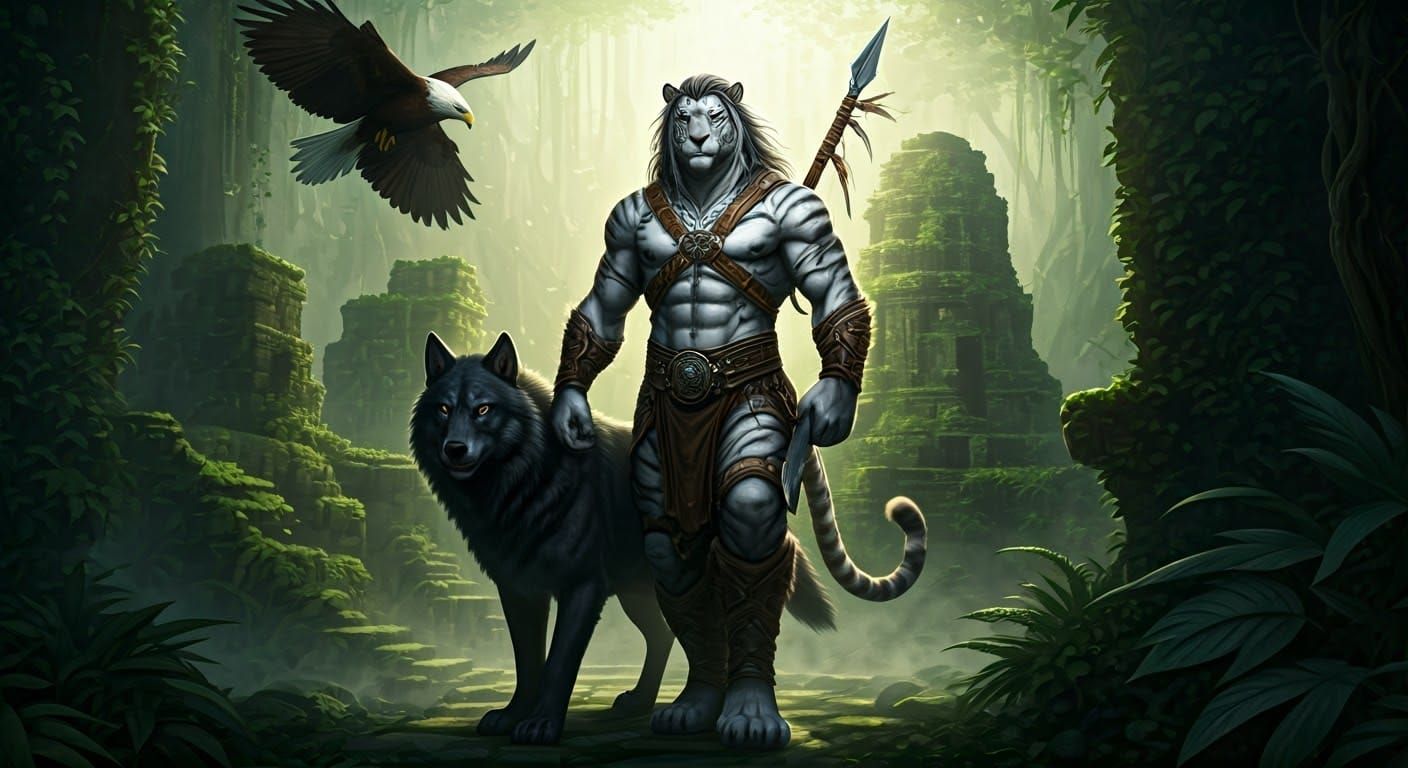 Epic Fantasy Beastlord in Digital Painting Style