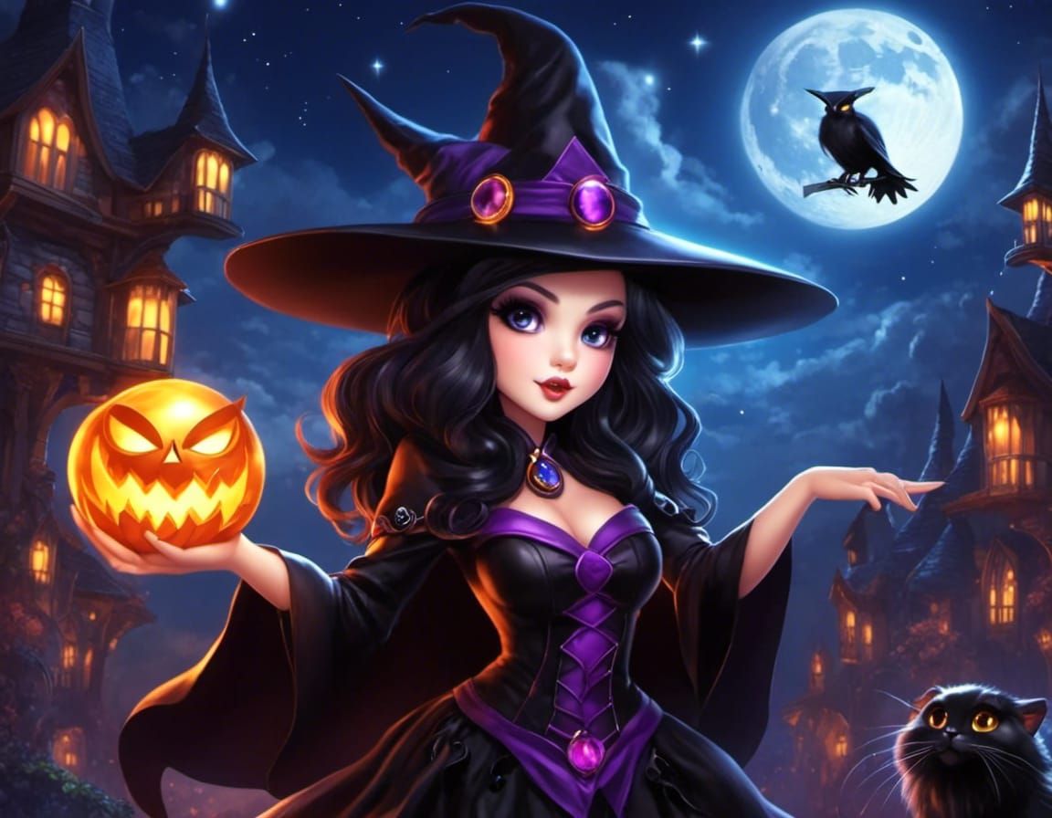 Dark Witch, Wizard, and Warlock Under Full Moon