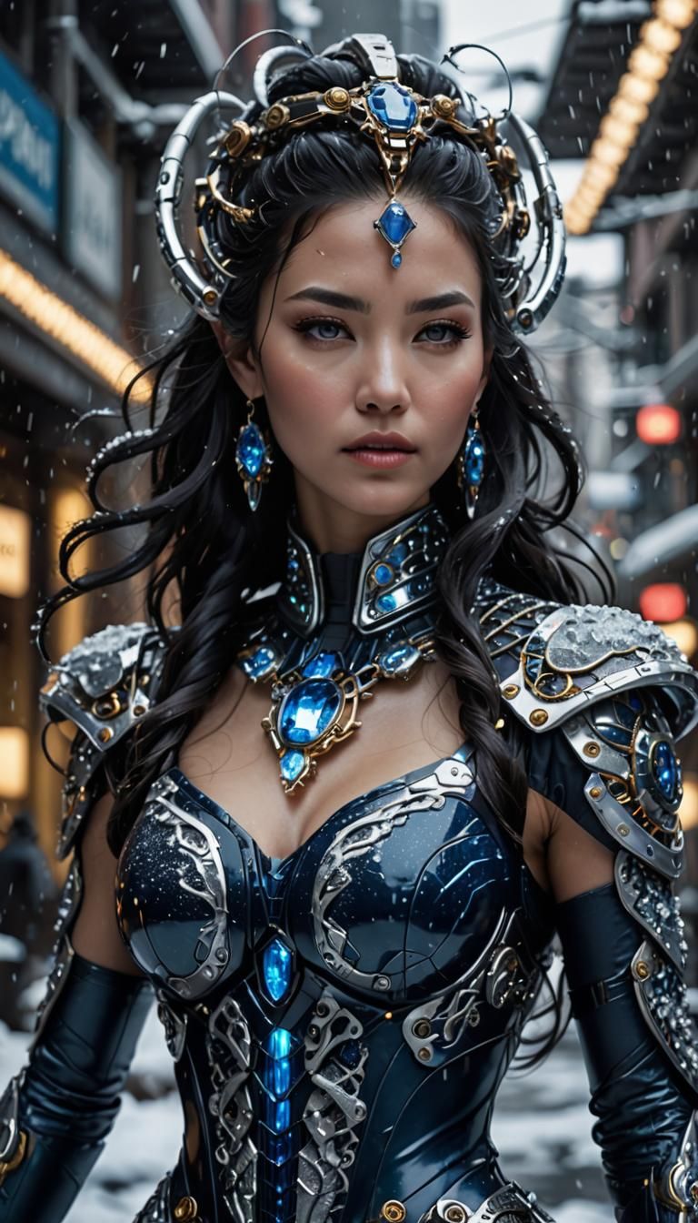 Snow Goddess Android in Sapphire Dress