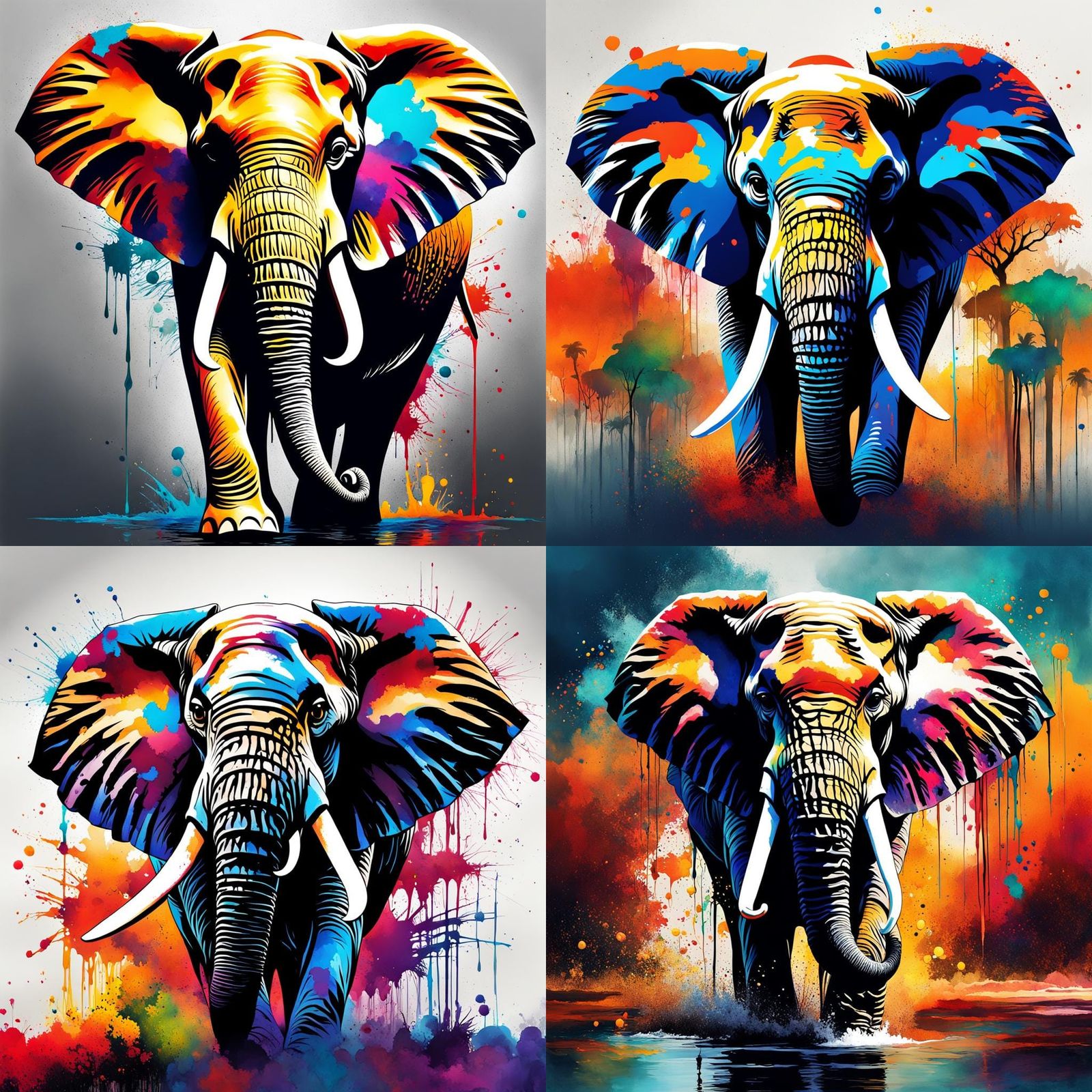 Majestic African Elephant Watercolor Digital Painting