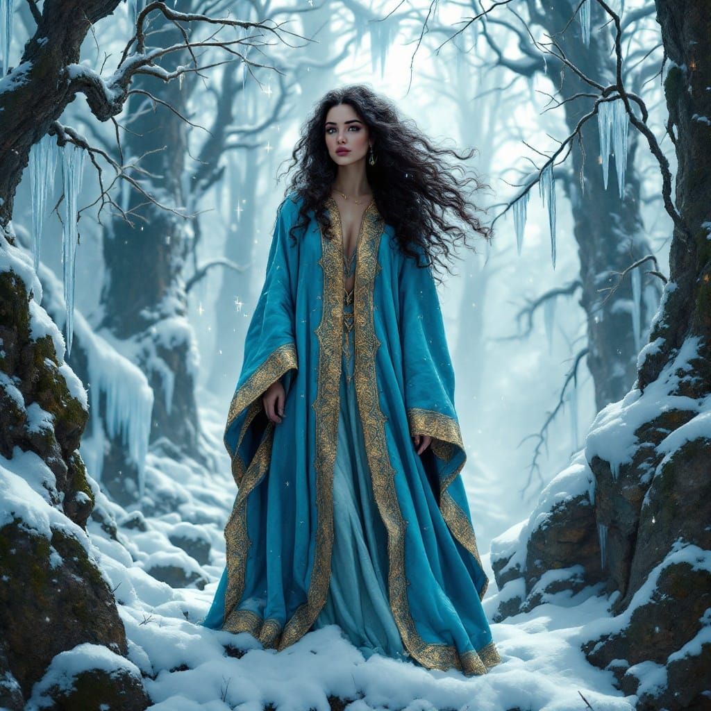 Winter Queen in Majestic Forest Realm