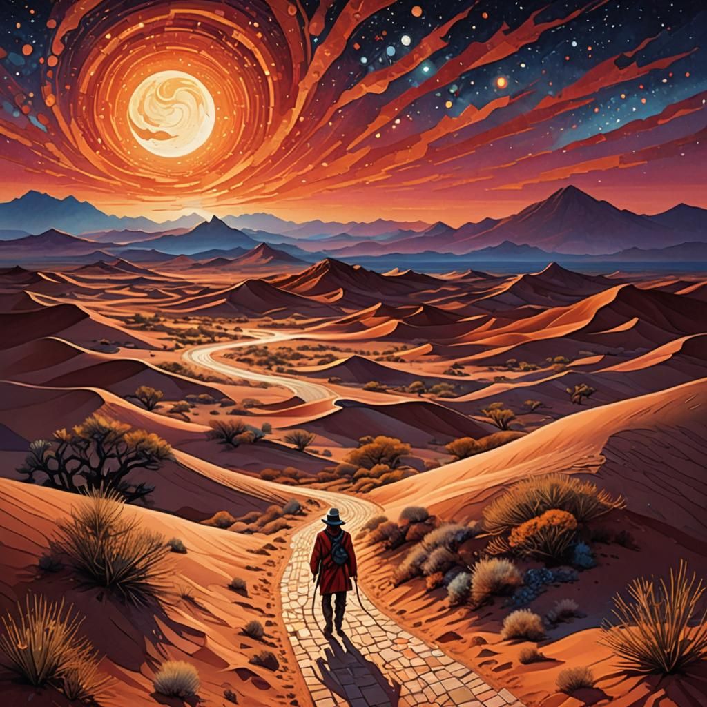 Desert Fantasy Landscape Mosaic Painting