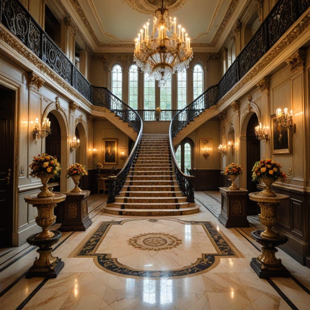 Regency Manor's Elegant Double Staircase
