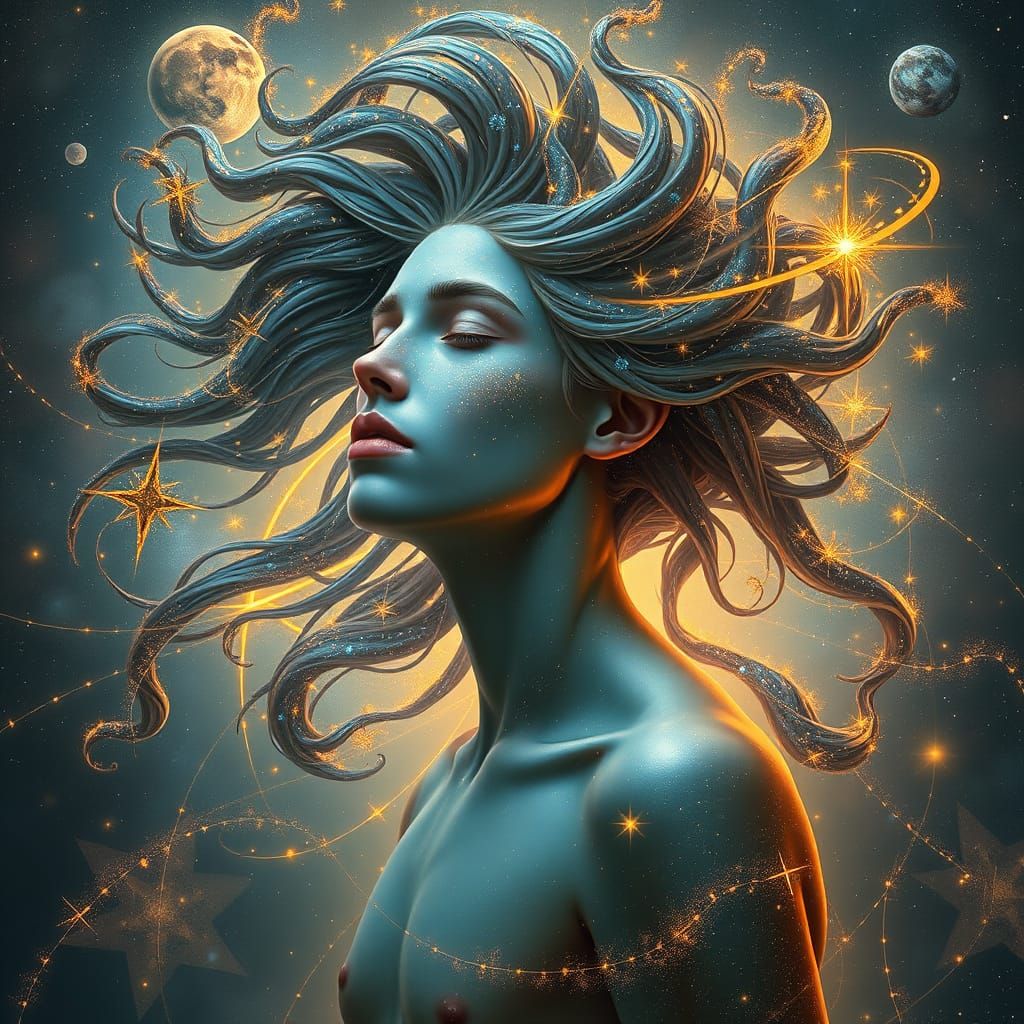 Celestial Being Portrait in Art Nouveau Style