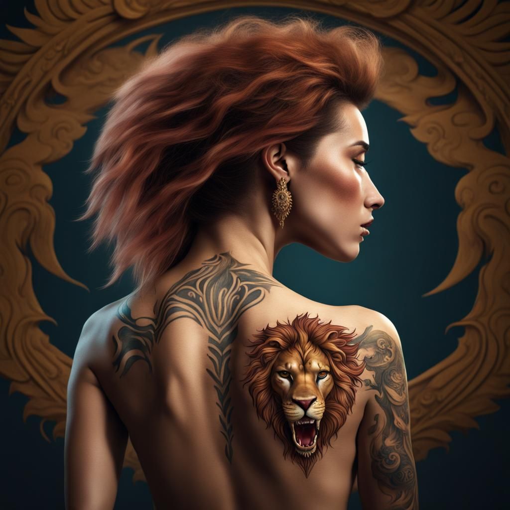 Realistic Lion Tattoo Art in Detailed Matte Style