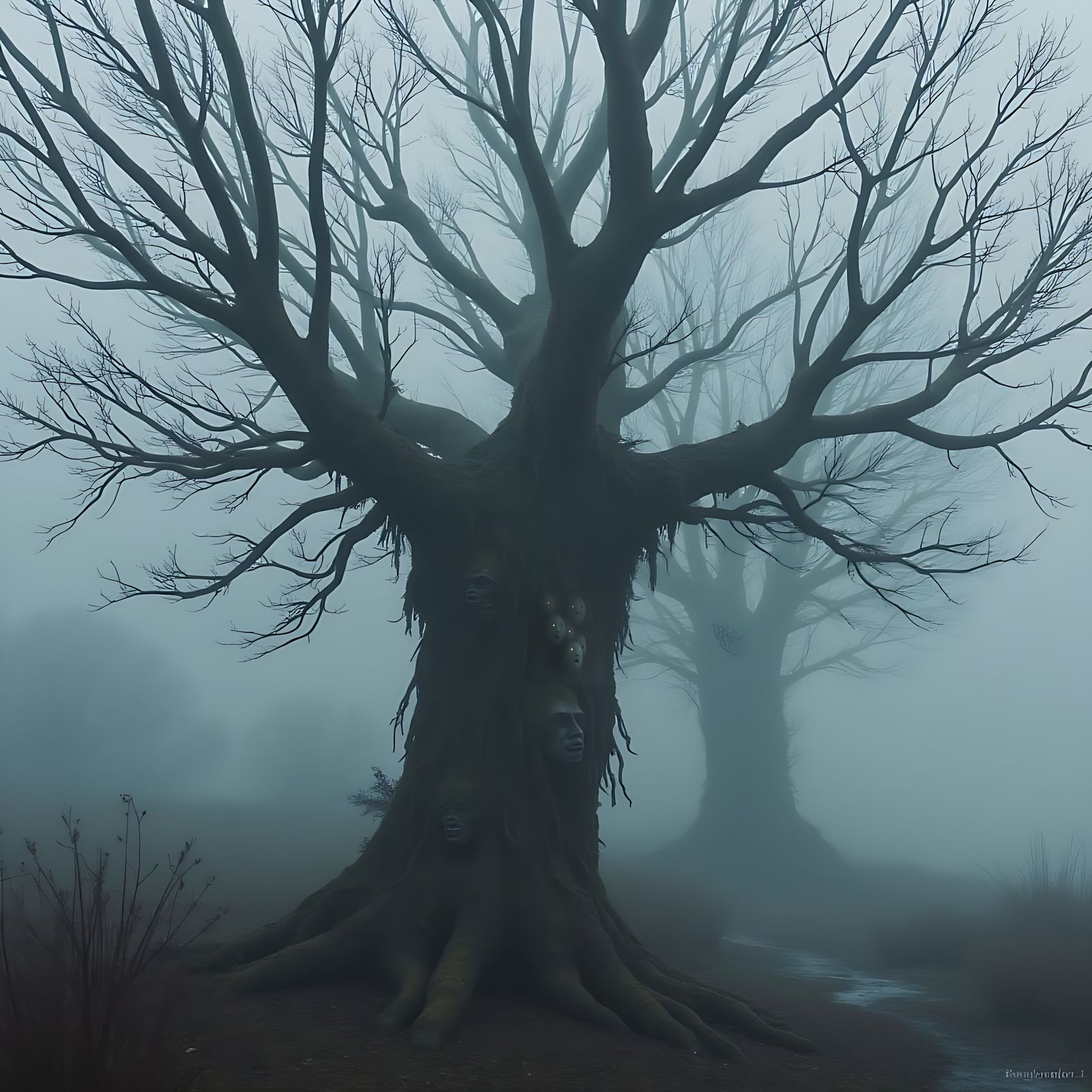 Ethereal Faces Emerge from Whispers of Fog