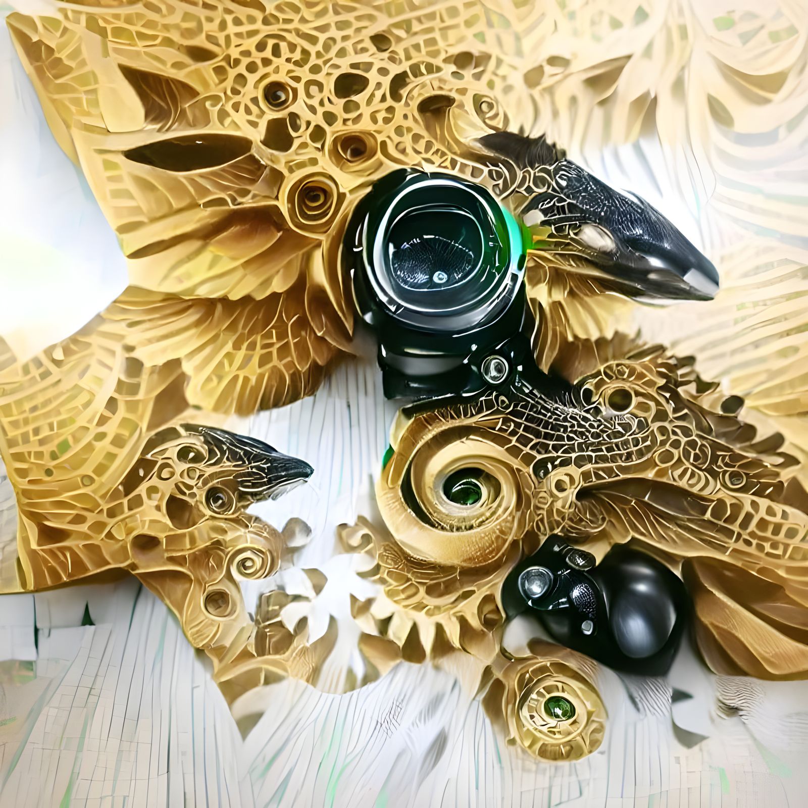 Clockwork Raven with Golden Fractals