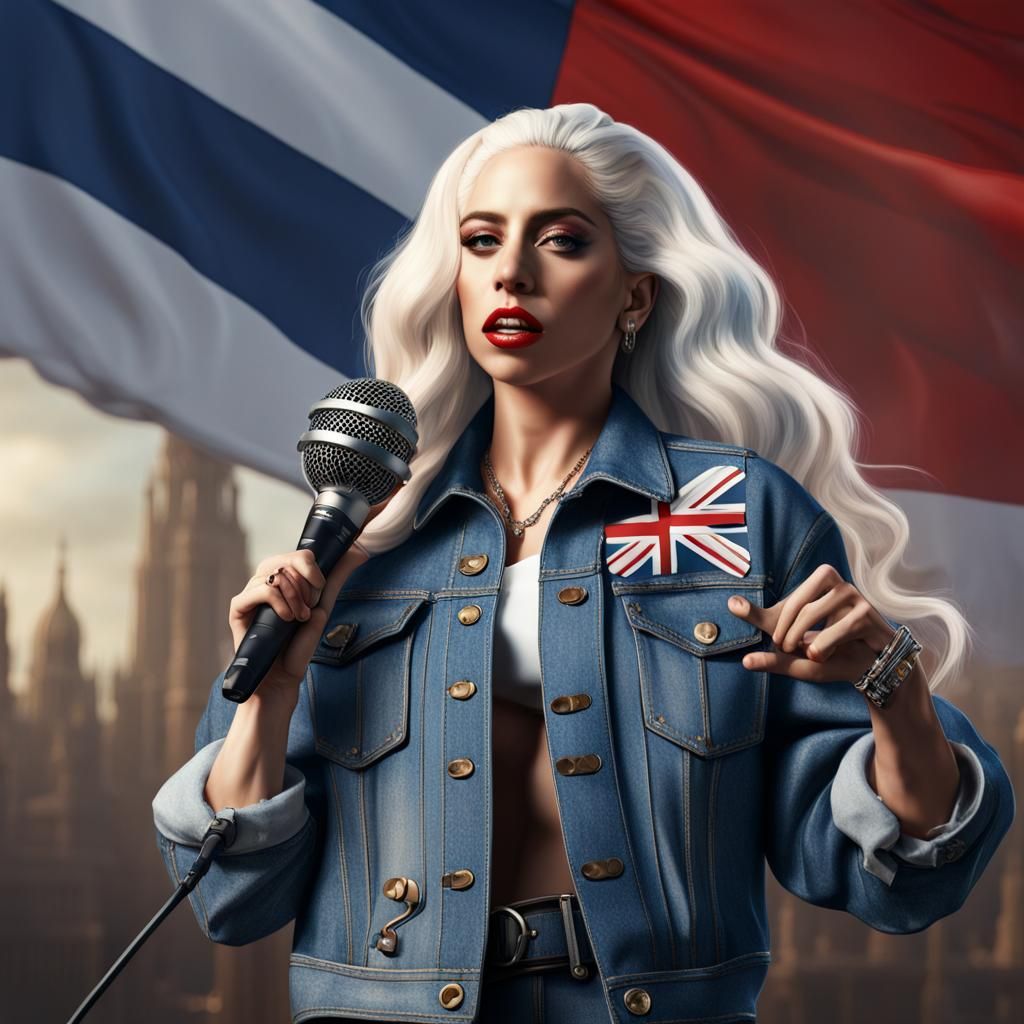 Lady Gaga with Scottish Flag: Detailed Matte Painting