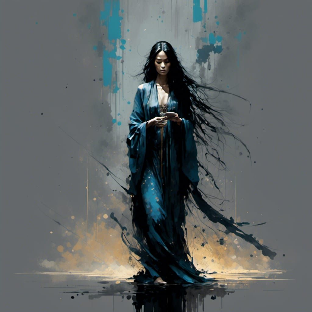 Tarot Woman in Conceptual Watercolor Style