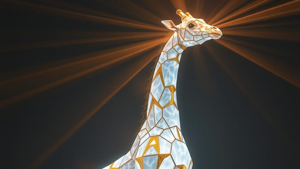 Majestic Glass Giraffe Illuminates Futuristic Landscape