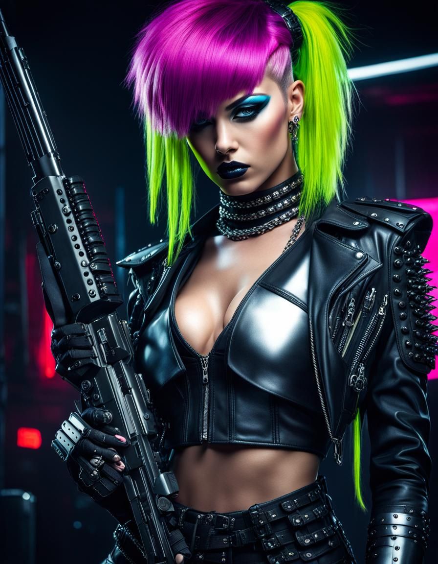 Cyberpunk Warrior with Cybernetic Arms