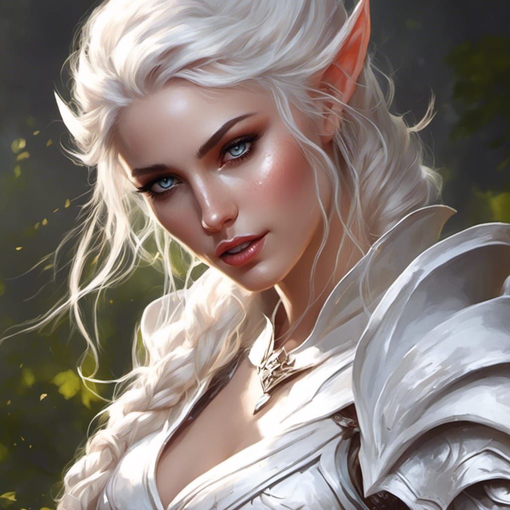 Gritty Female Elf Paladin Slaying Demons