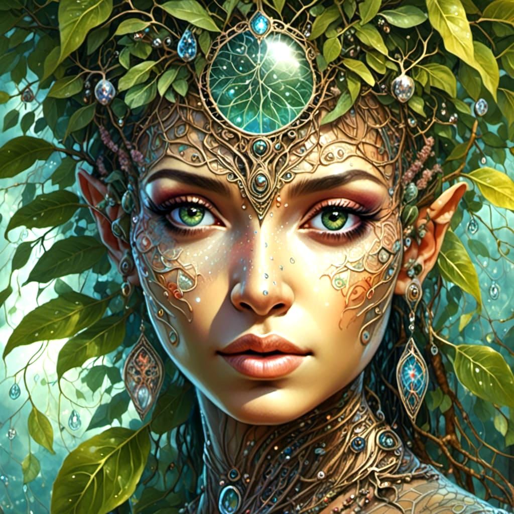 Surreal Goddess with Tree, Digital Fractal Art