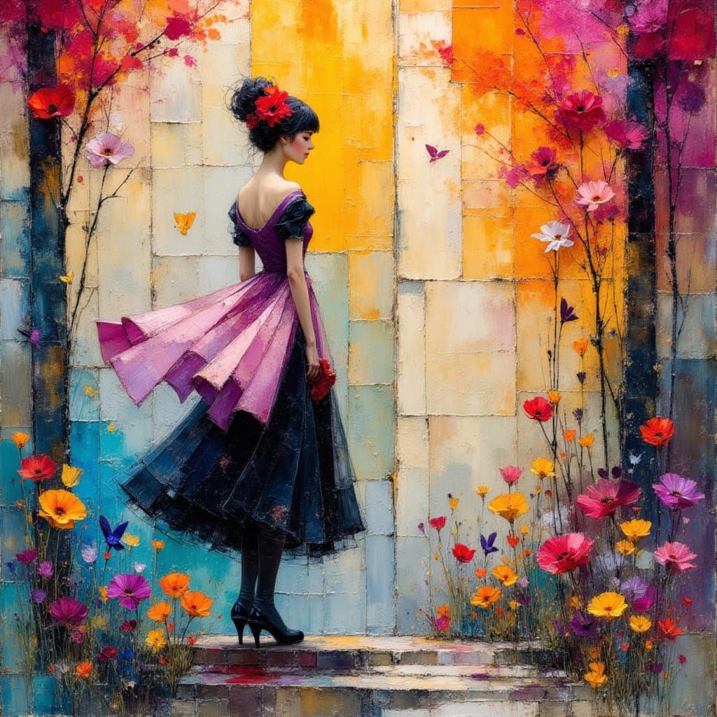 Vibrant Spirit in Rotunda, Ink and Watercolor Art