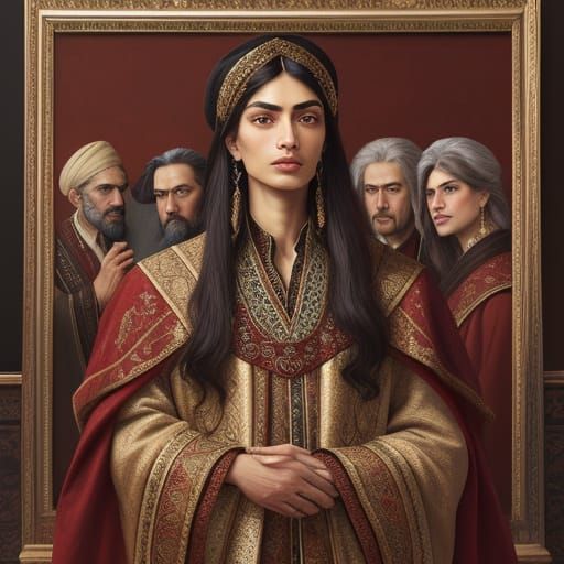 Classical Oil Painting of Five Persian Poets