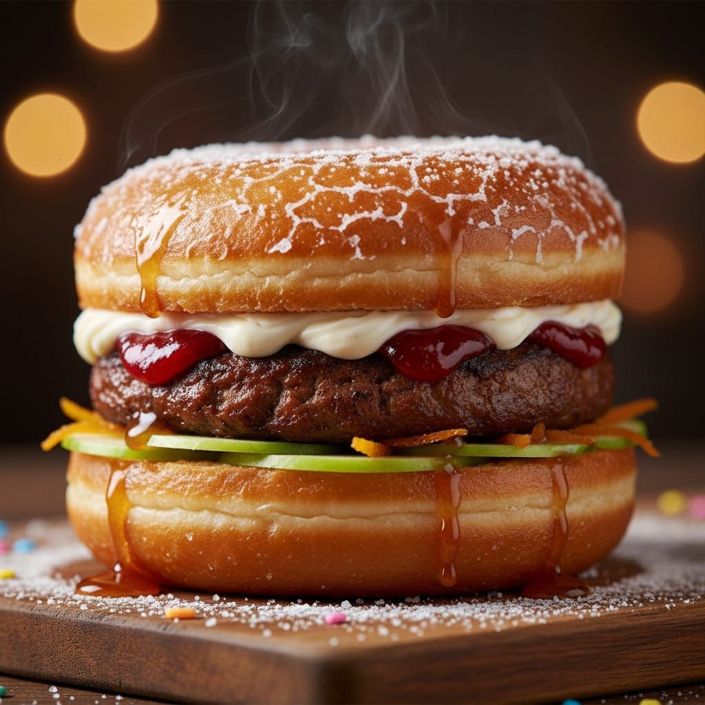 Donut Hamburger Fusion: Realistic Food Photography