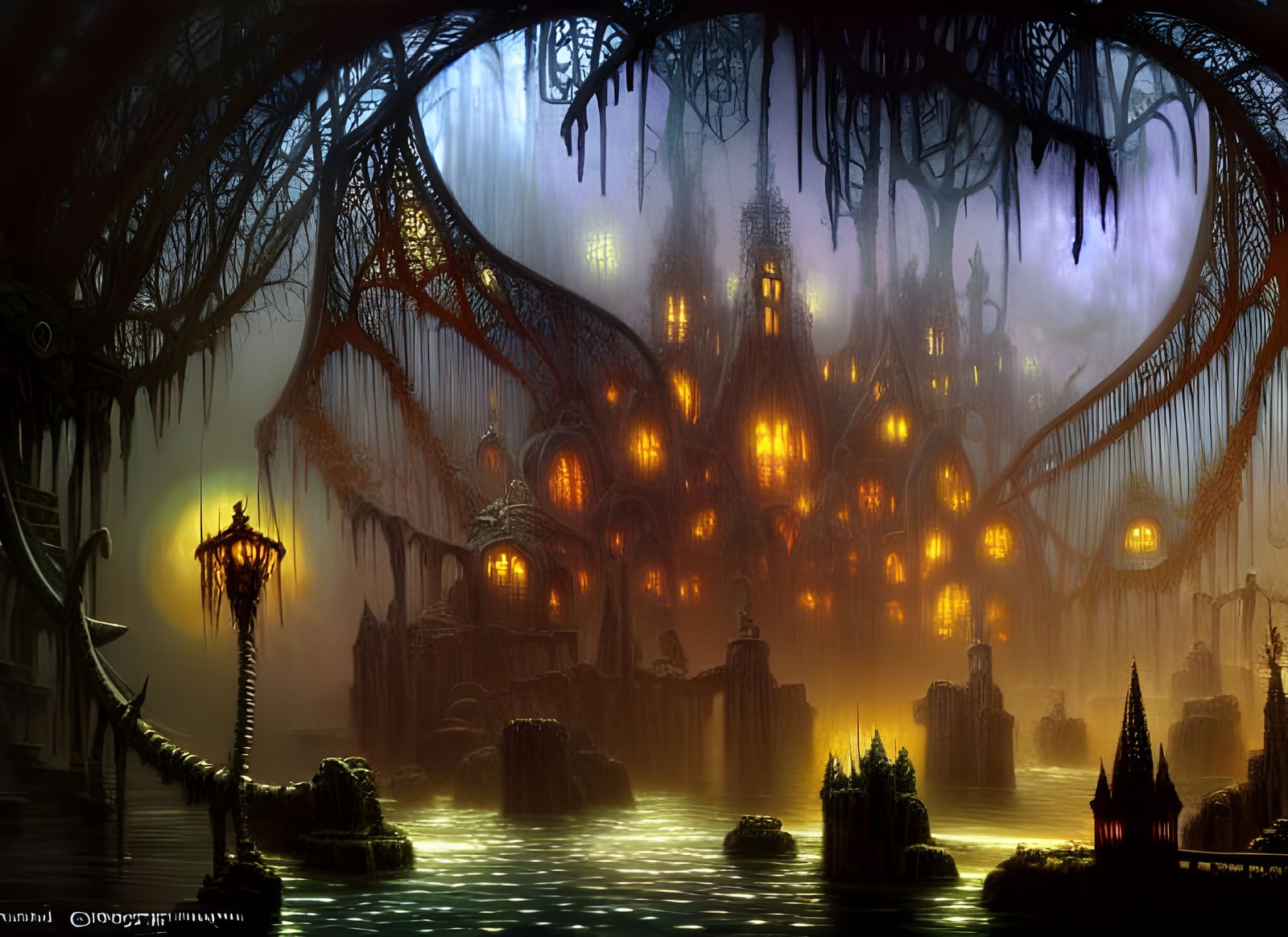 Gothic Underwater Village in Dark Fairy Style