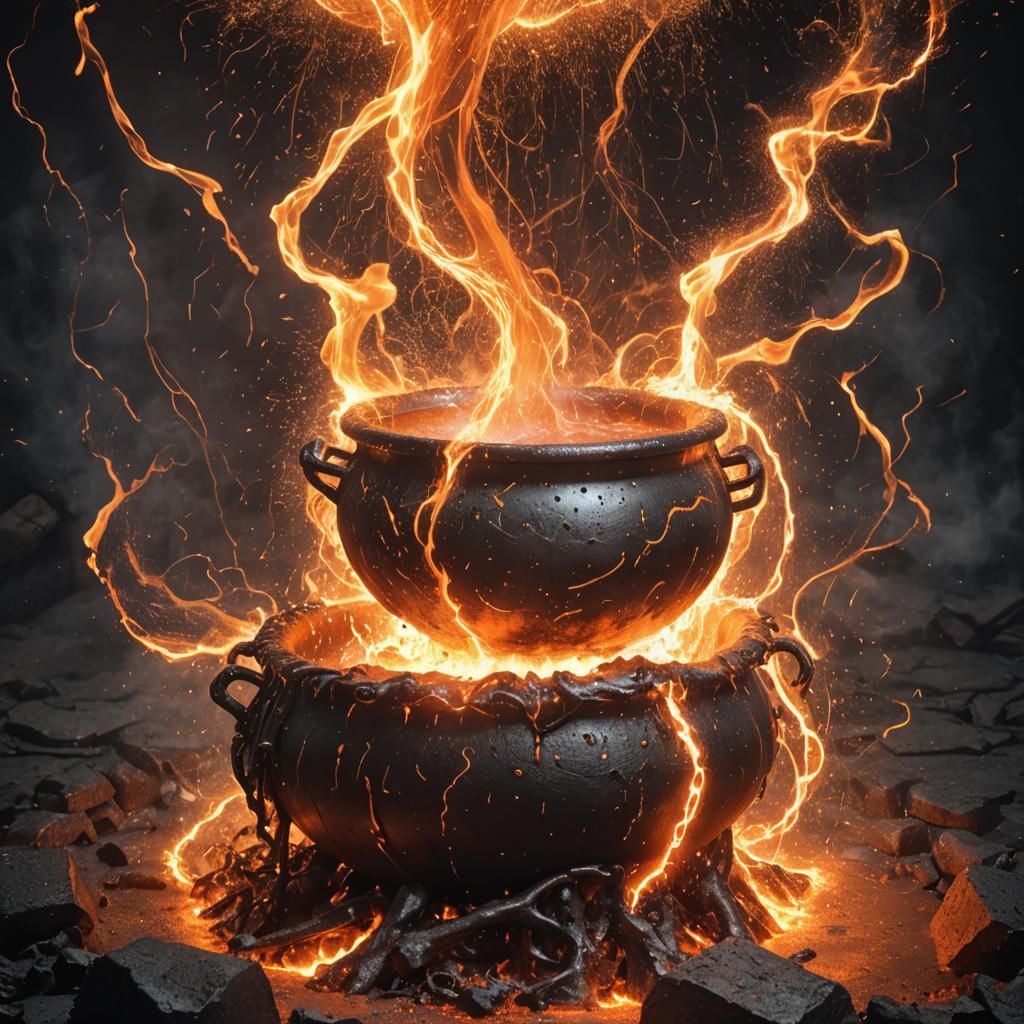Dramatic Cauldron of Molten Metal and Sparks