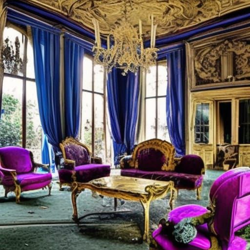 Abandoned Rococo Palace Interior in Photorealistic Style