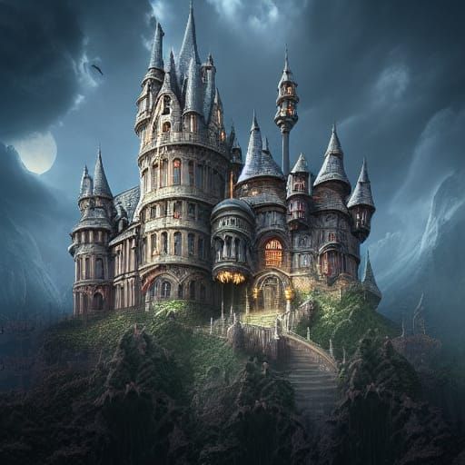 Epic Gothic Wizard Castle Digital Matte Painting