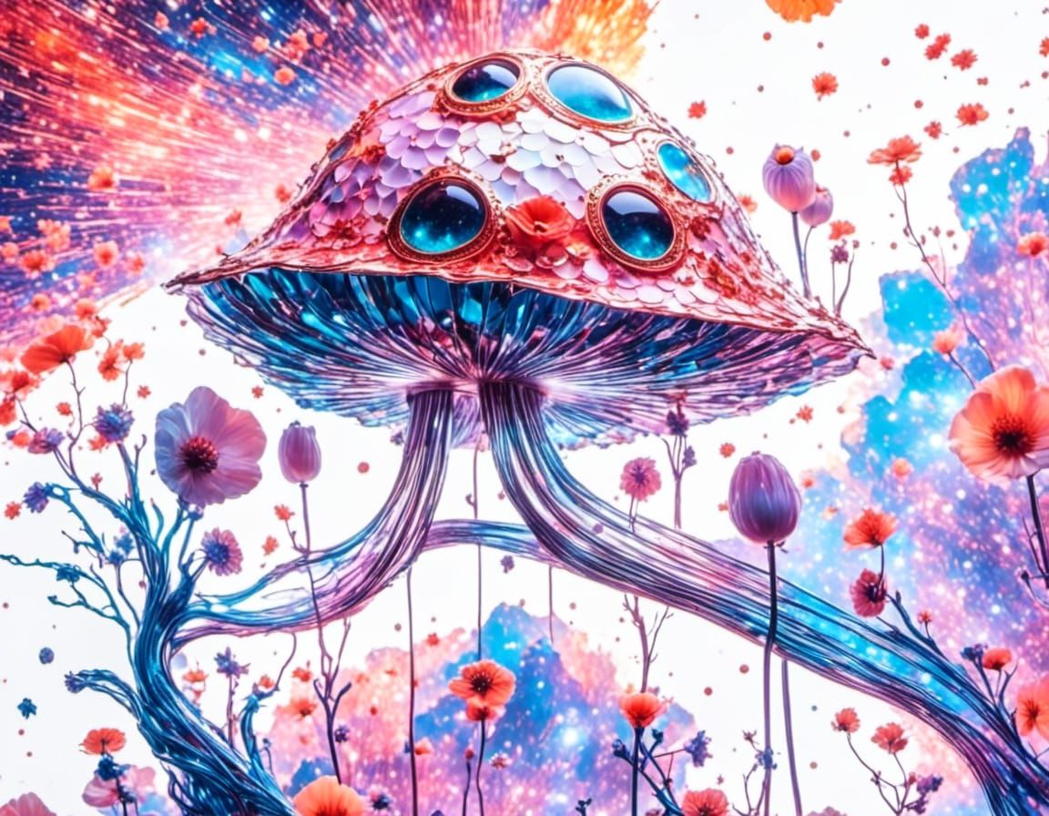 Psychedelic Toadstool and Poppy with Night Sparkle