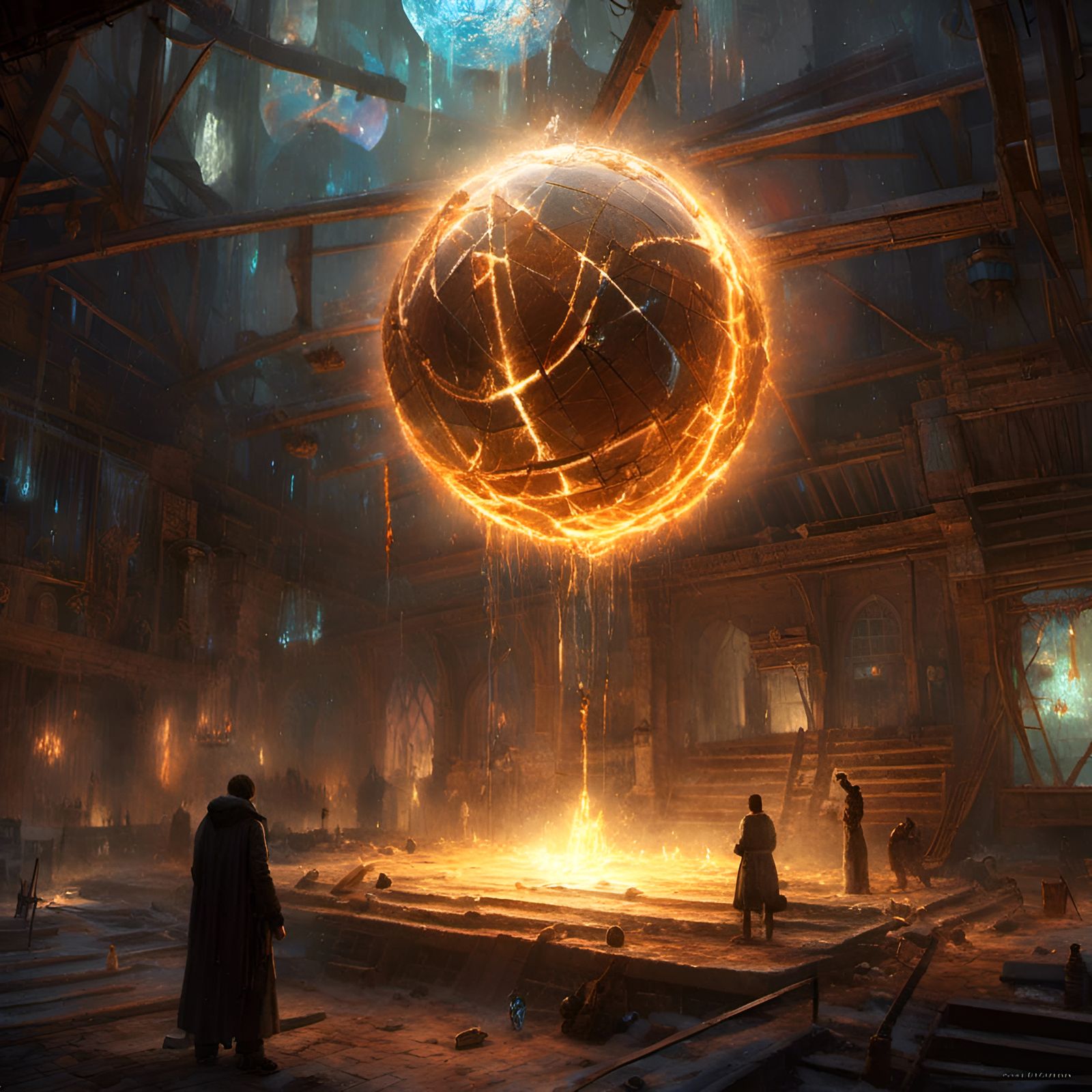 Minimalist Sci-Fi Forge with Shattered Plasma Orb