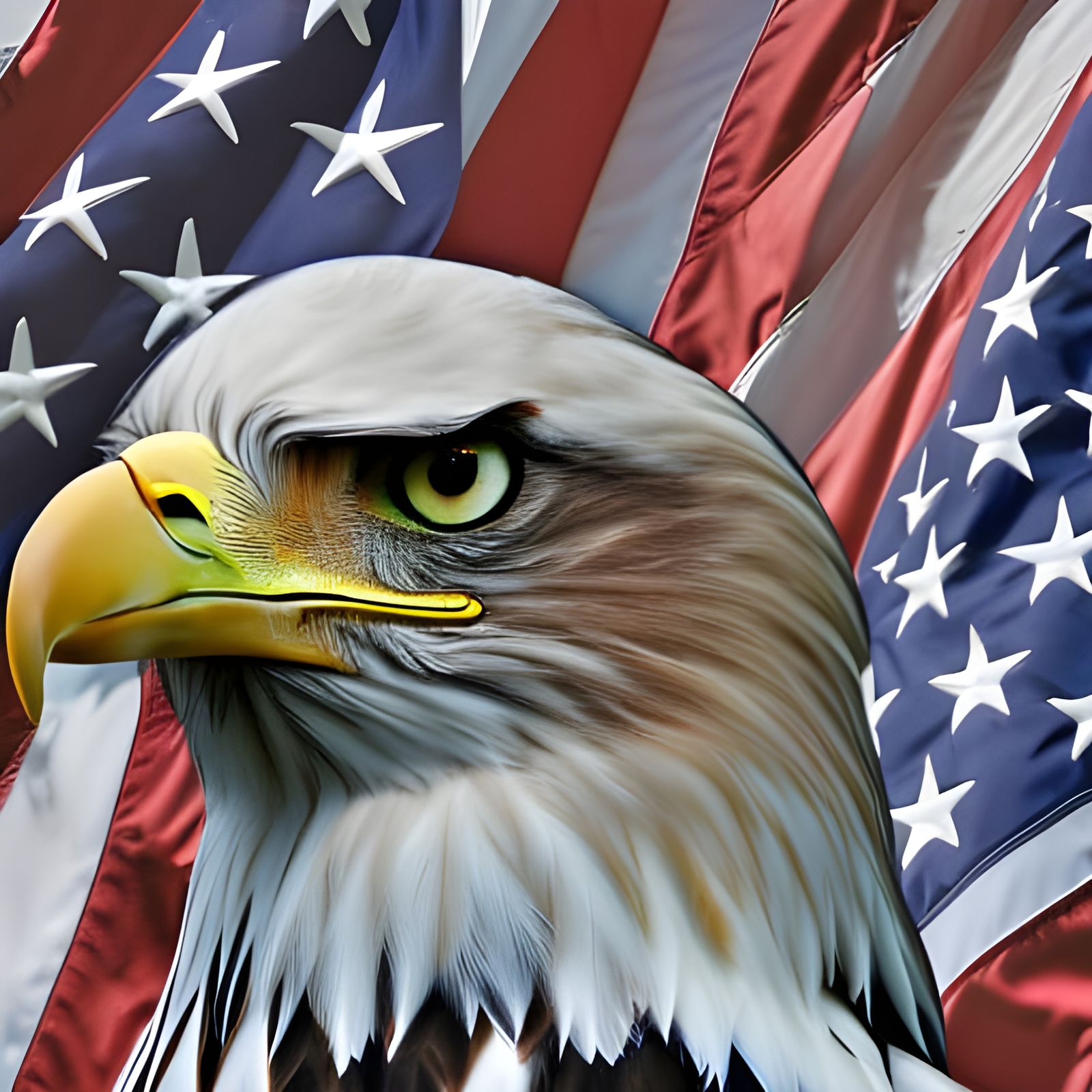 Bald Eagle and American Flag