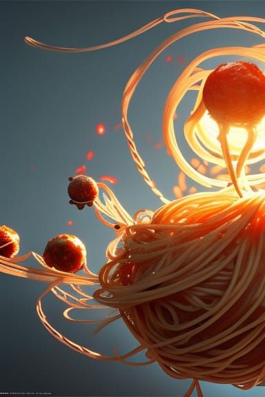 Spaghetti Ball with Meatball Eyes Concept Art