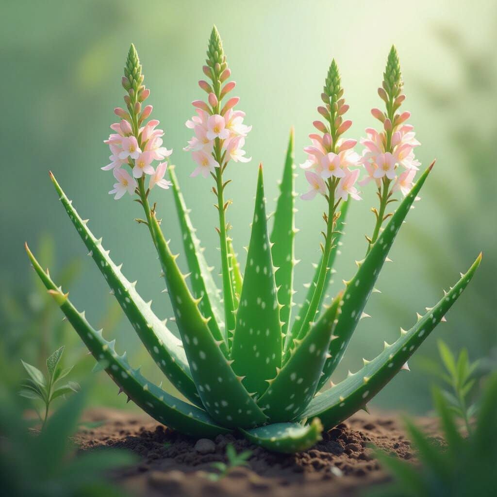 Aloe Vera Flowers in Digital Art Style