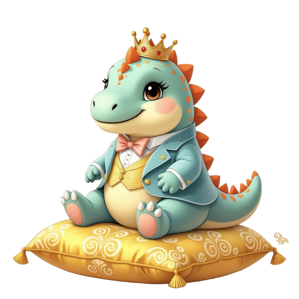Whimsical Dinosaur Royalty in Pastel Hues