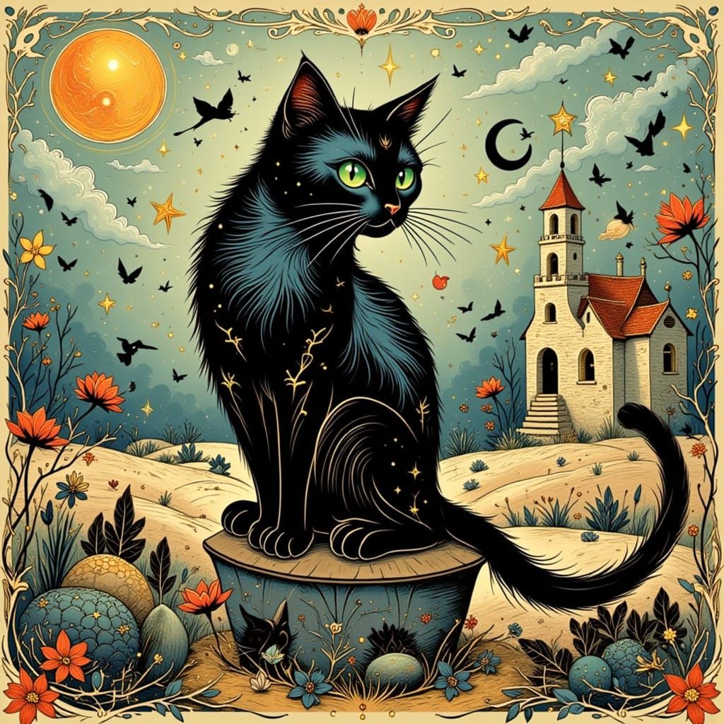 Playful Cat Portrait in Dynamic Style