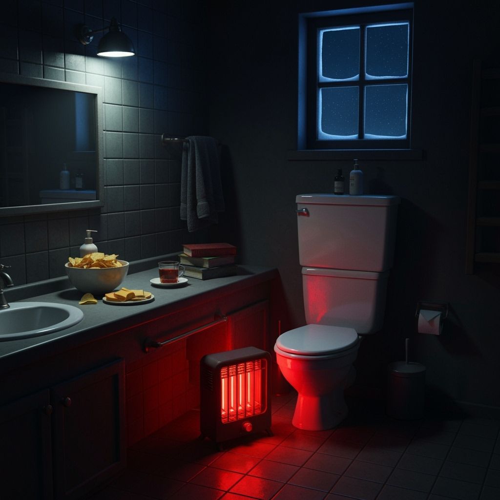 Atmospheric Bathroom Matte Painting with Snowy Night View