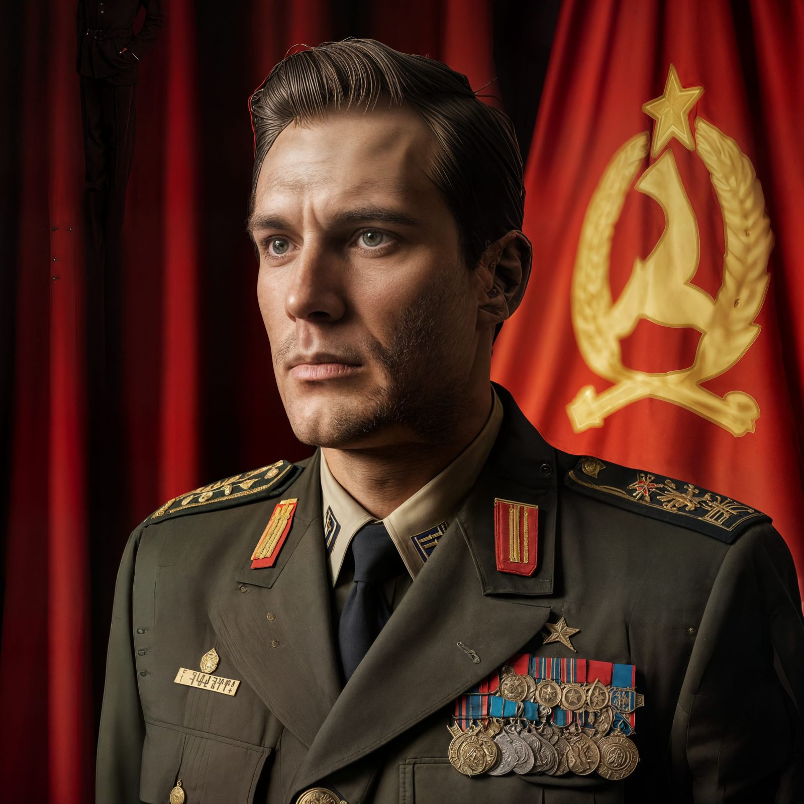 Soviet Military Hero in Full Military Uniform