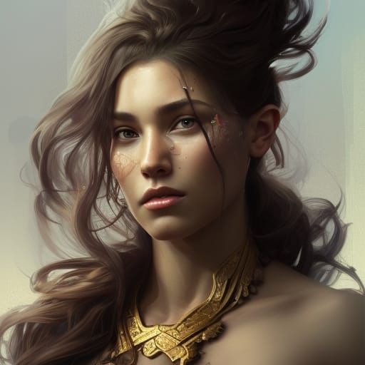Hyperdetailed Portrait of a Water Warrior Woman
