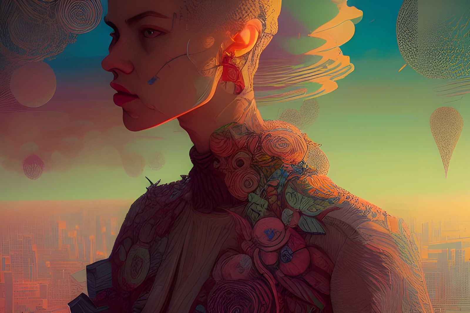 Detailed Portrait Evoking Romanticism and Expressionism