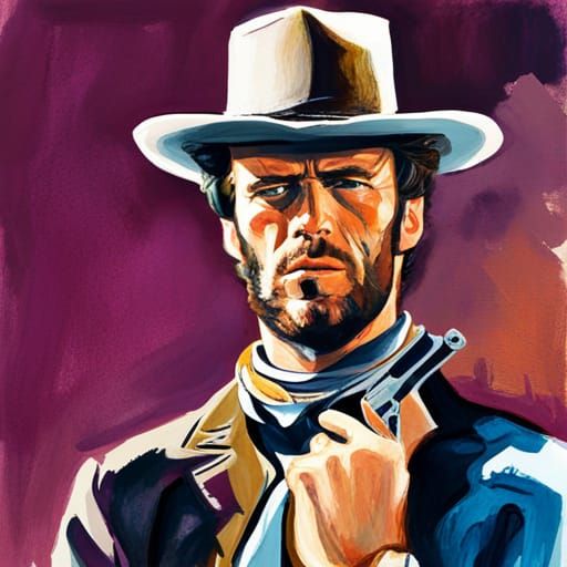 Clint Eastwood Gouache Impressionist Masterpiece