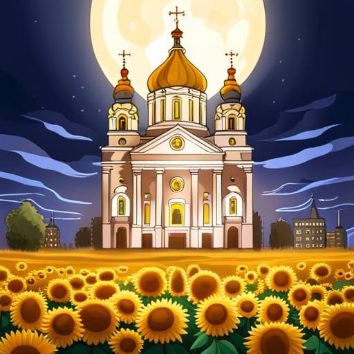 Saint Sophia Cathedral Kyiv: Anime-Inspired Night Scene