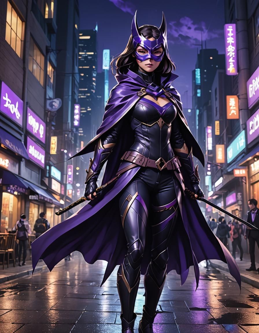Huntress in Cityscape: 3D Anime Art